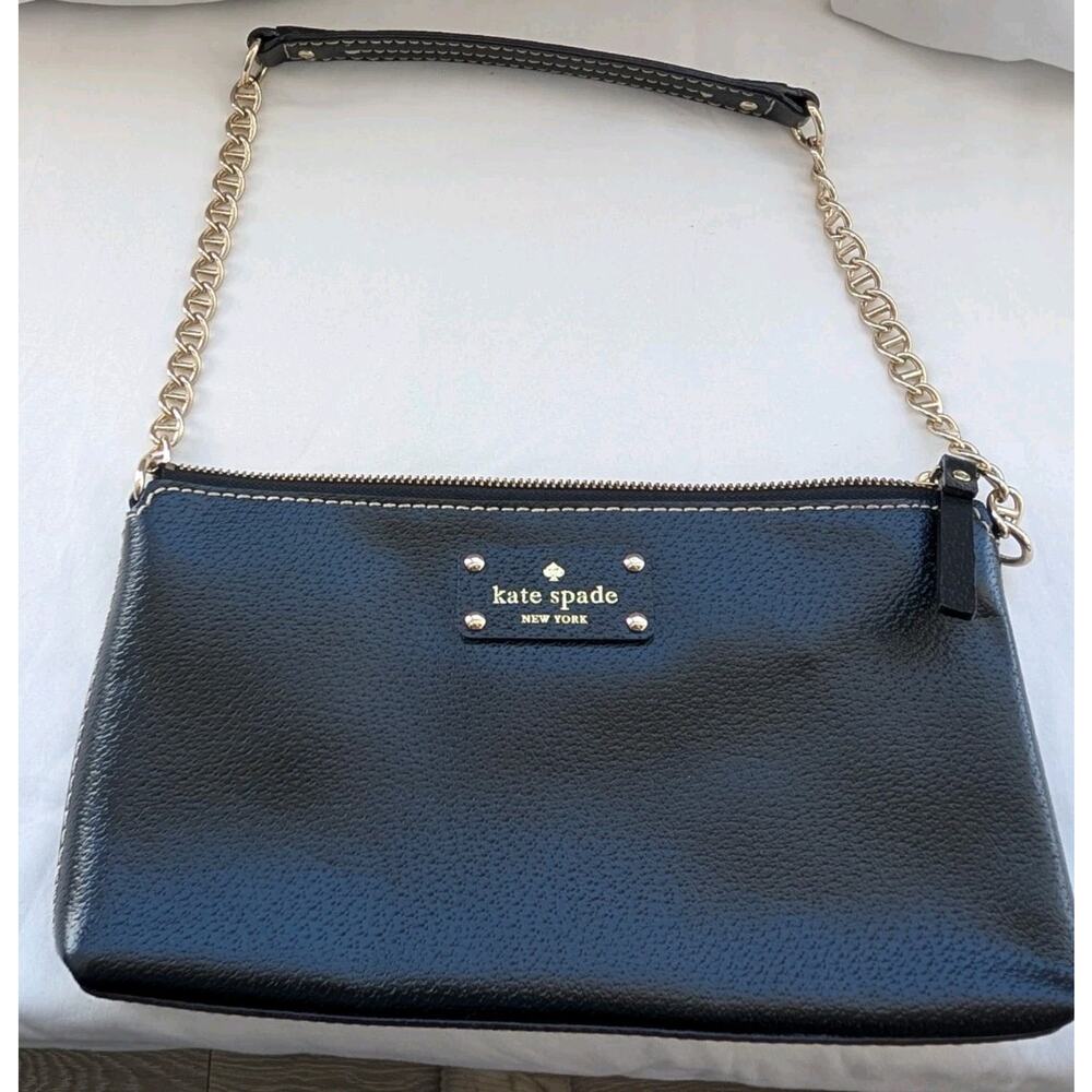 Kate Spade Black Zip Wellesley Byrd Shoulder Bag Gold Chain leather NWOT